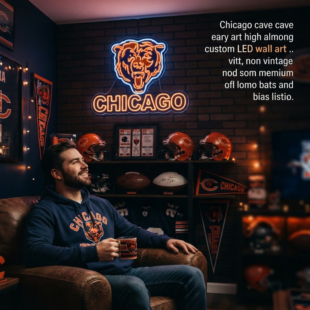 Chicago Bears Fan Cave Ideas: Level Up Your Space with Custom LED Wall Art