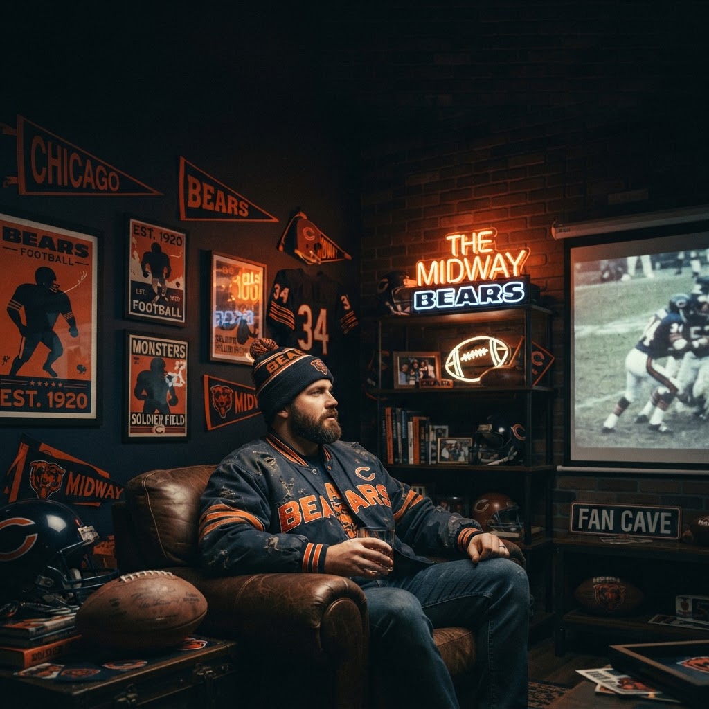 Chicago Bears Fan Cave Ideas: Moody Noir Design for Game Day