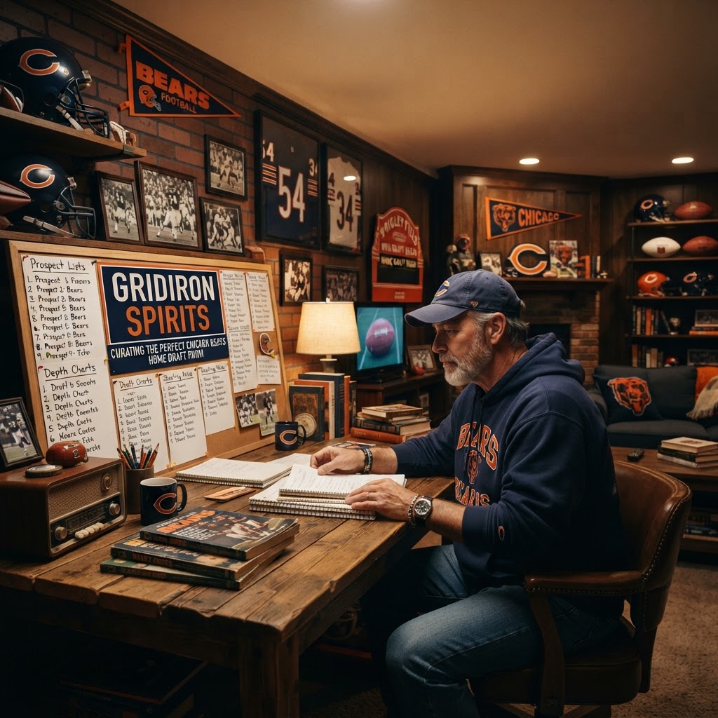 Gridiron Spirits: Curating the Perfect Chicago Bears Home Draft Room