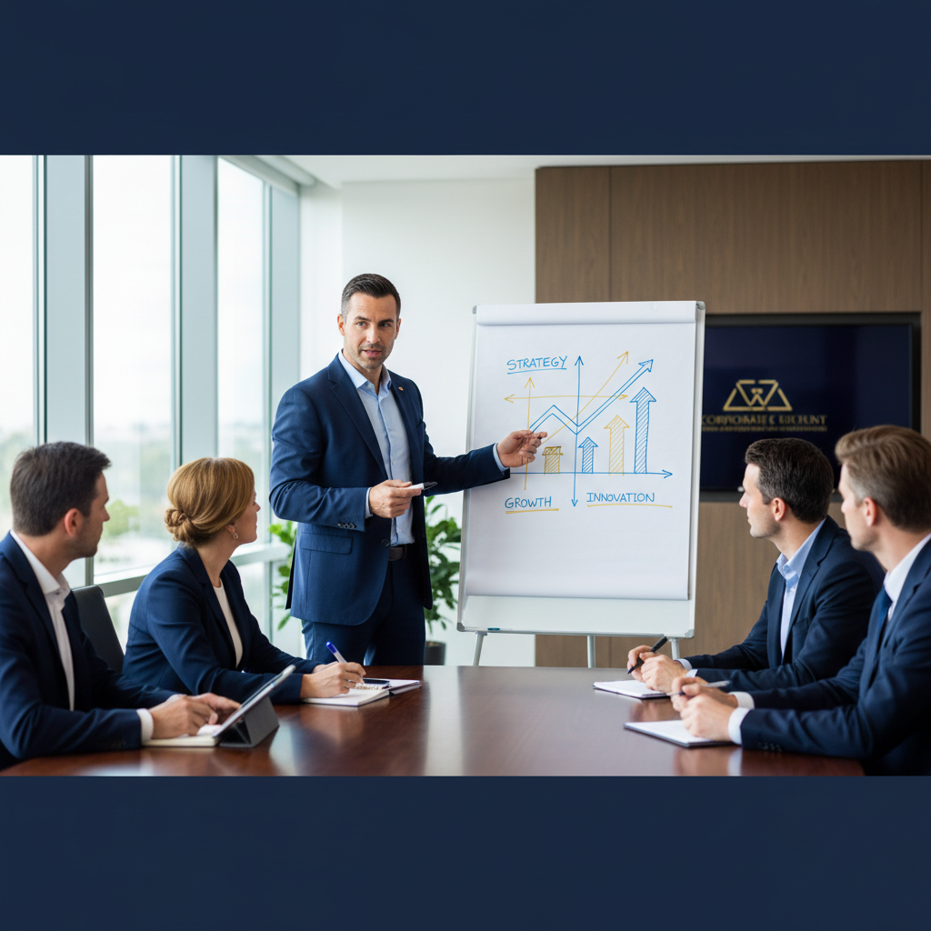 André Hennig leitet einen Business-Workshop am Flipchart