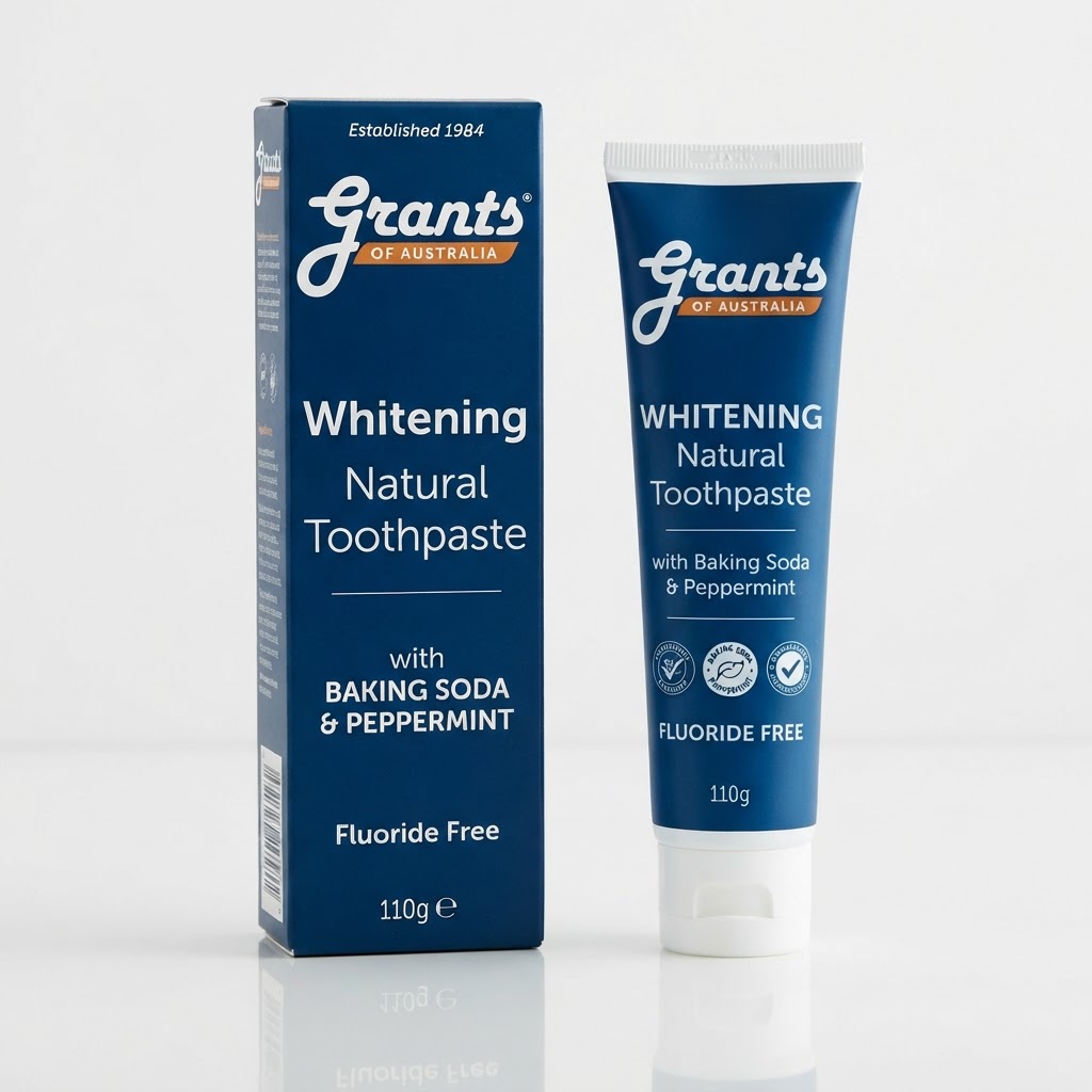 Whitening with Peppermint Natural Toothpaste – Fluoride Free – 110g