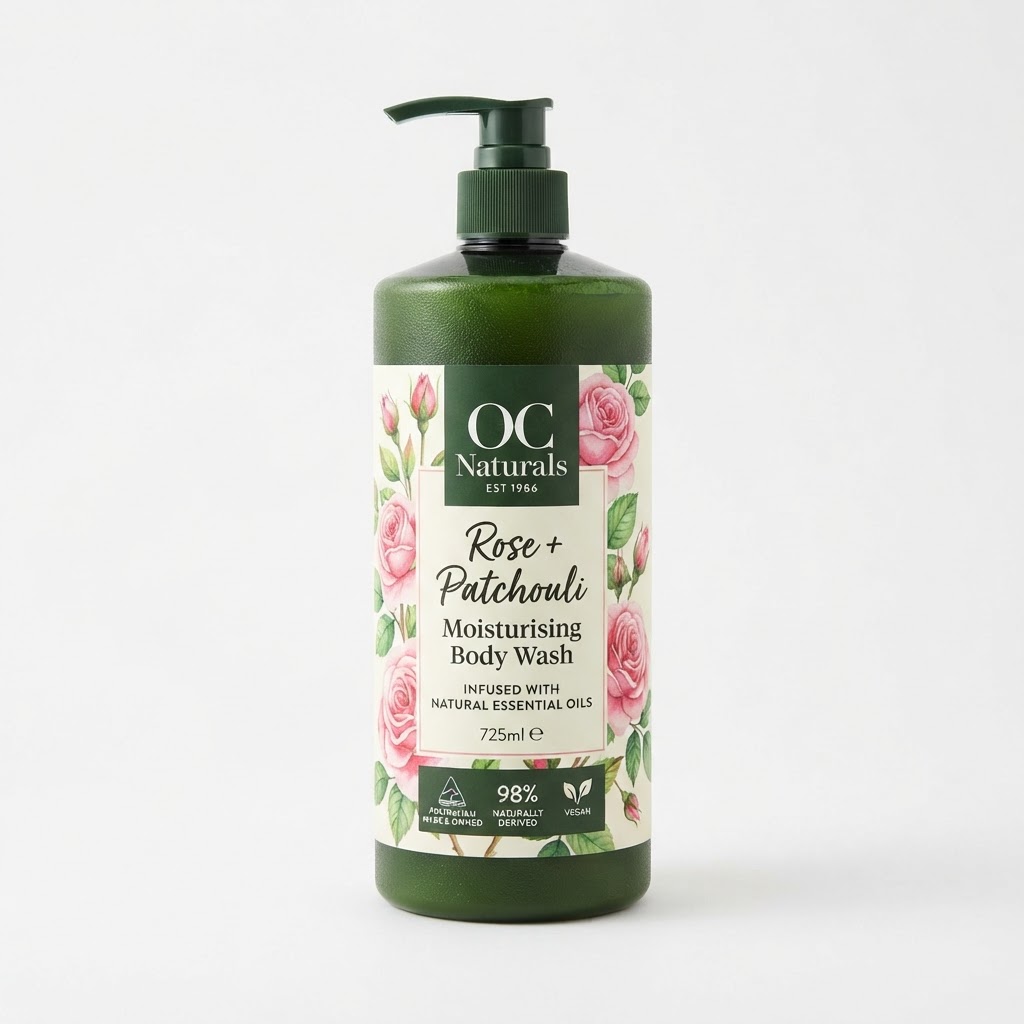 OC Naturals Rose & Patchouli Moisturising Body Wash 725ml