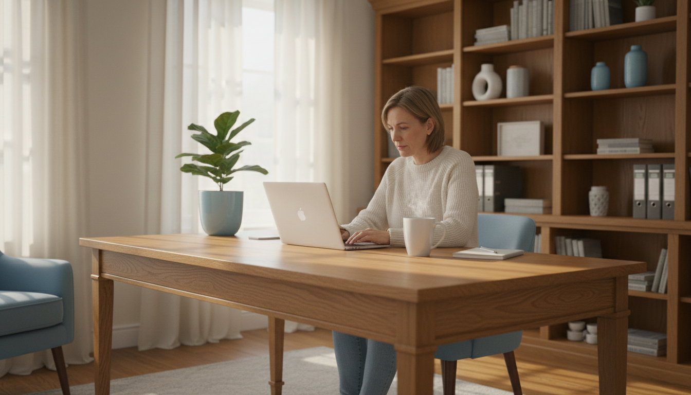Person learning AI from a cozy home office