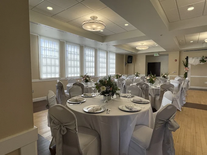 Elegant banquet setup at the Suisun Veterans Memorial Building