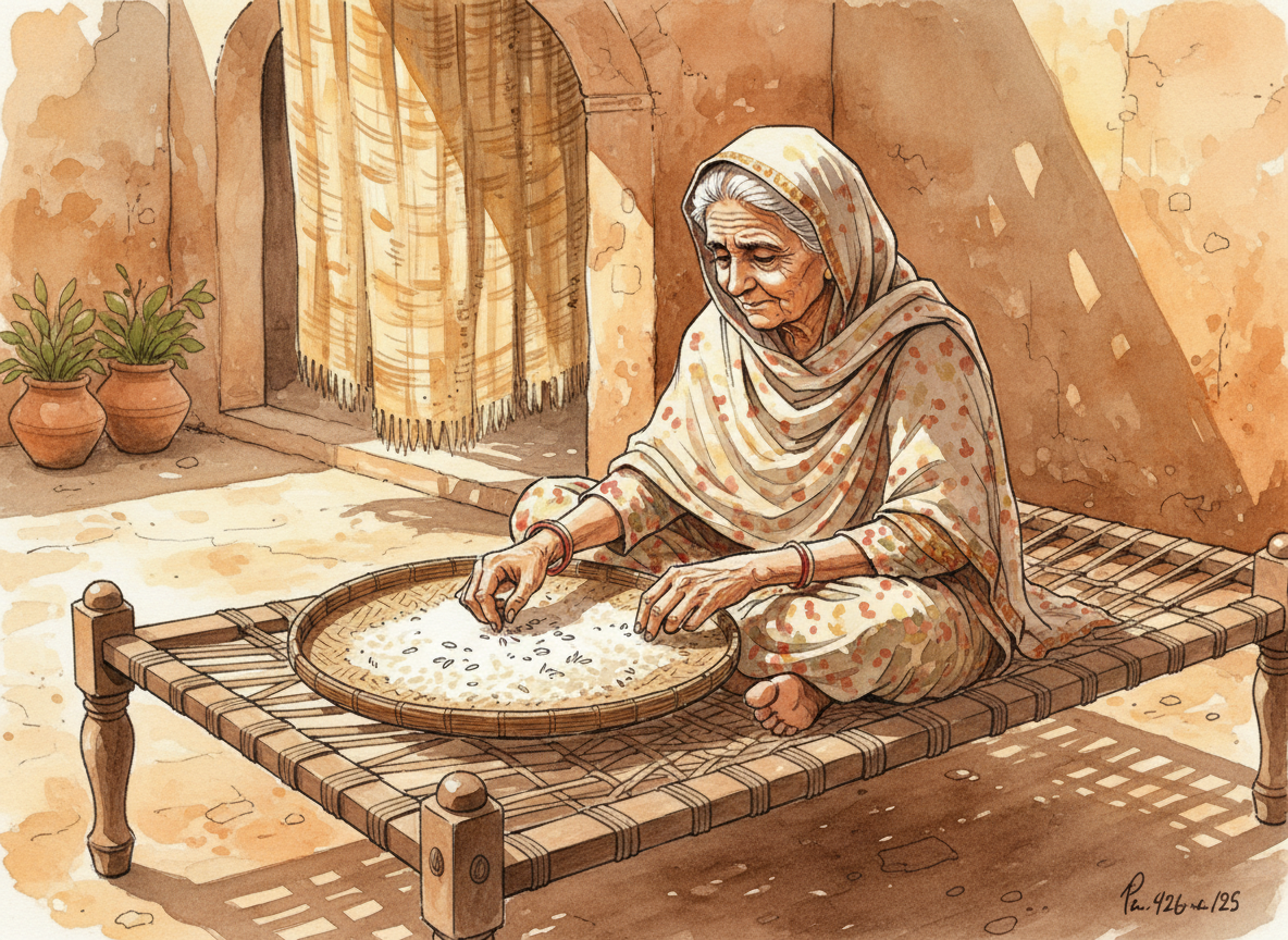 Grandma's Way of Sorting Rice