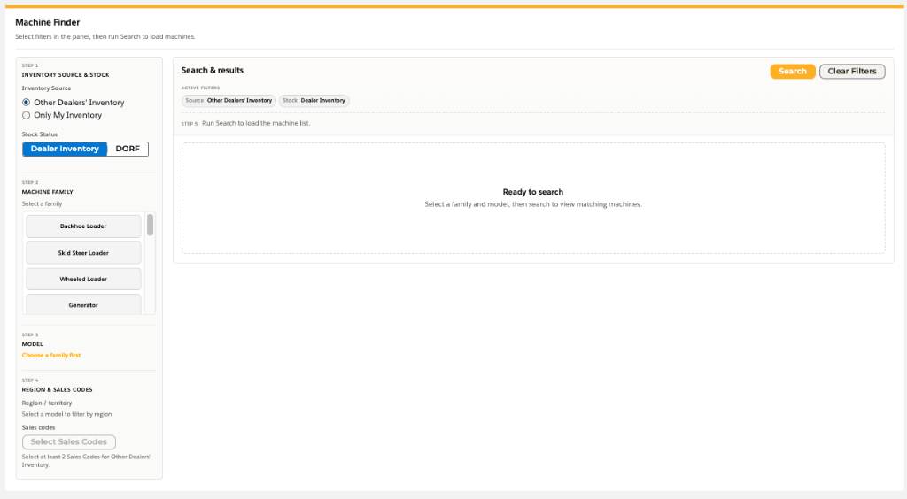 Machine Finder — Search Start
