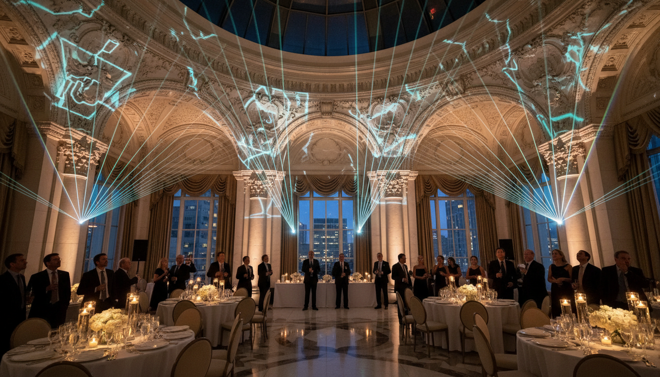 Elegant laser light installation at a corporate event