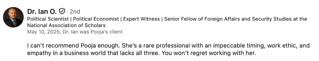 Recommendation from Dr. Ian O.