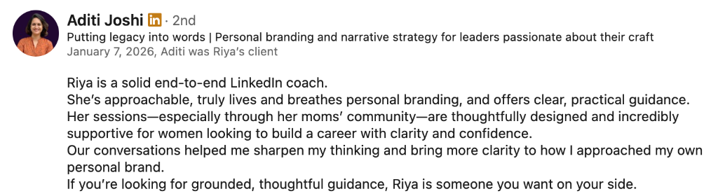 Recommendation from Aditi Joshi
