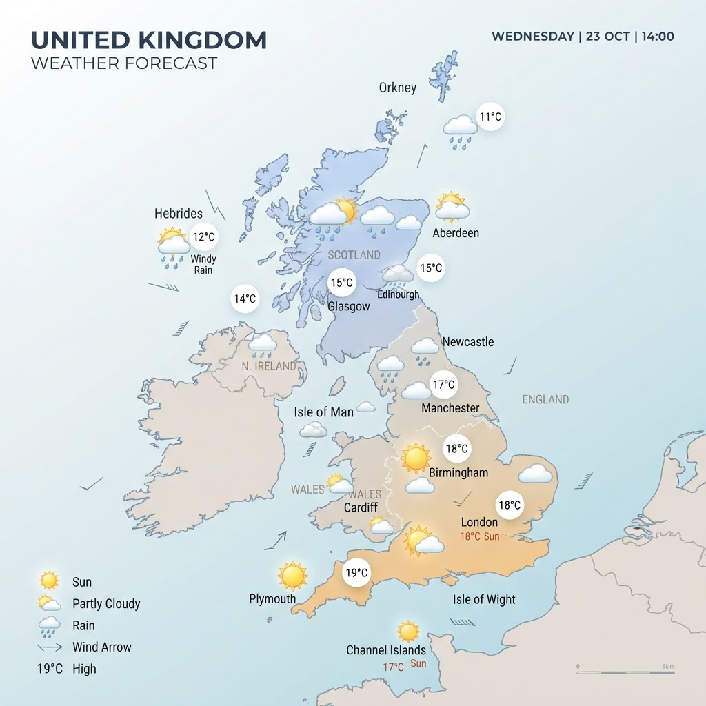 UK Weather Forecast: Mild and Breezy Day with Northwest Rain Moving In – Sunday, 11 October 2026
