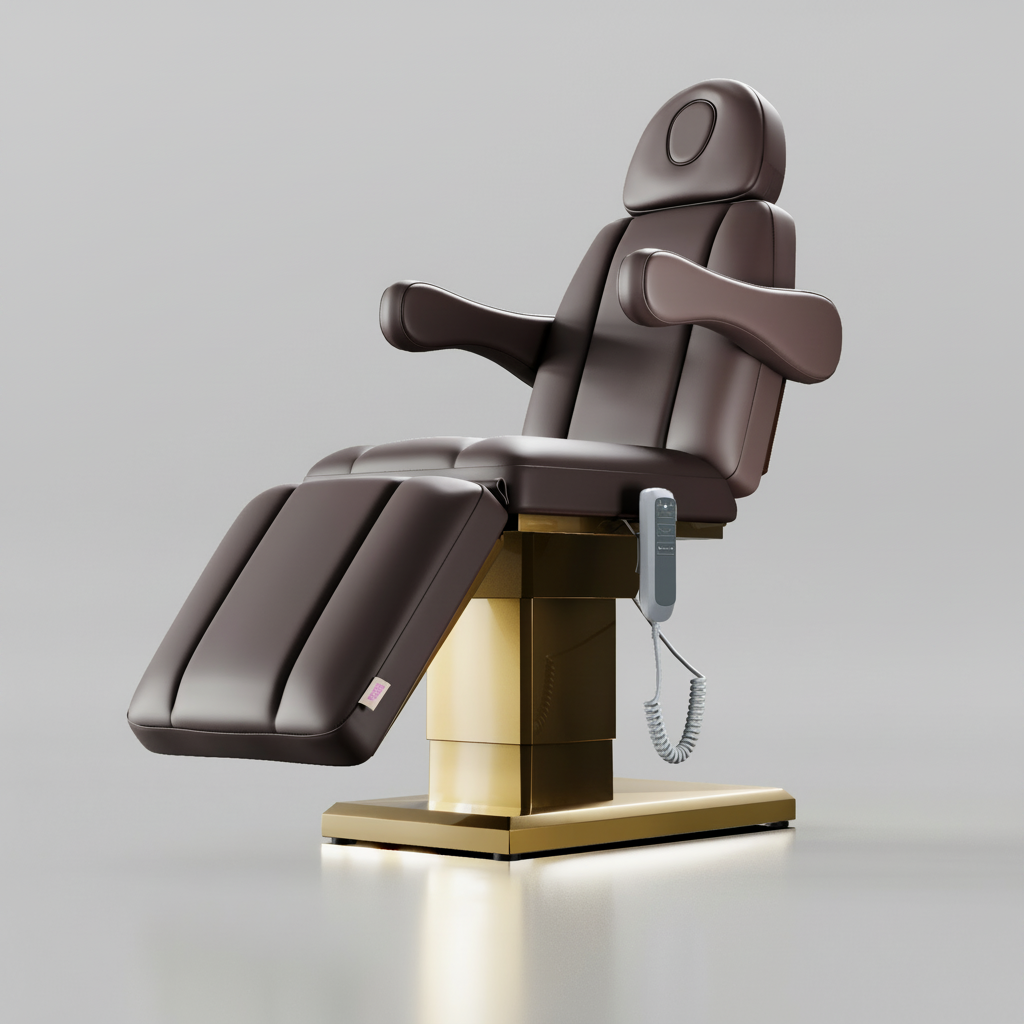 Private treatment room with mocha leather electric bed