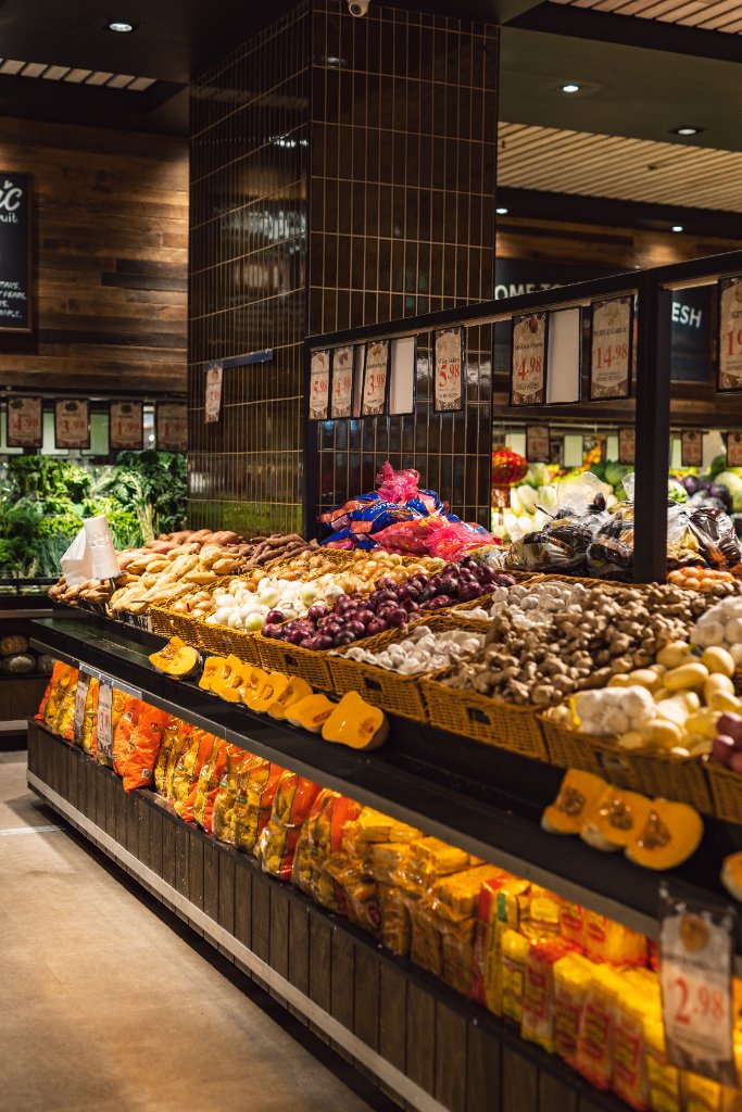 Root vegetables display