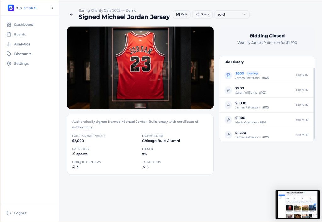 Every bid, tracked and transparent