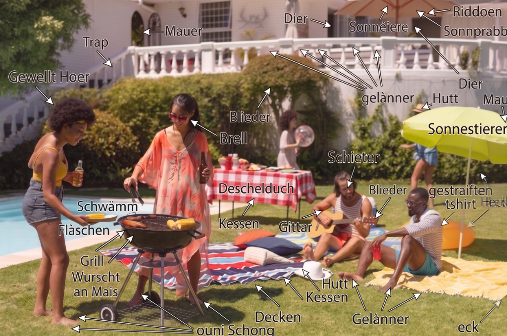 Wuert Mess — backyard barbecue scene
