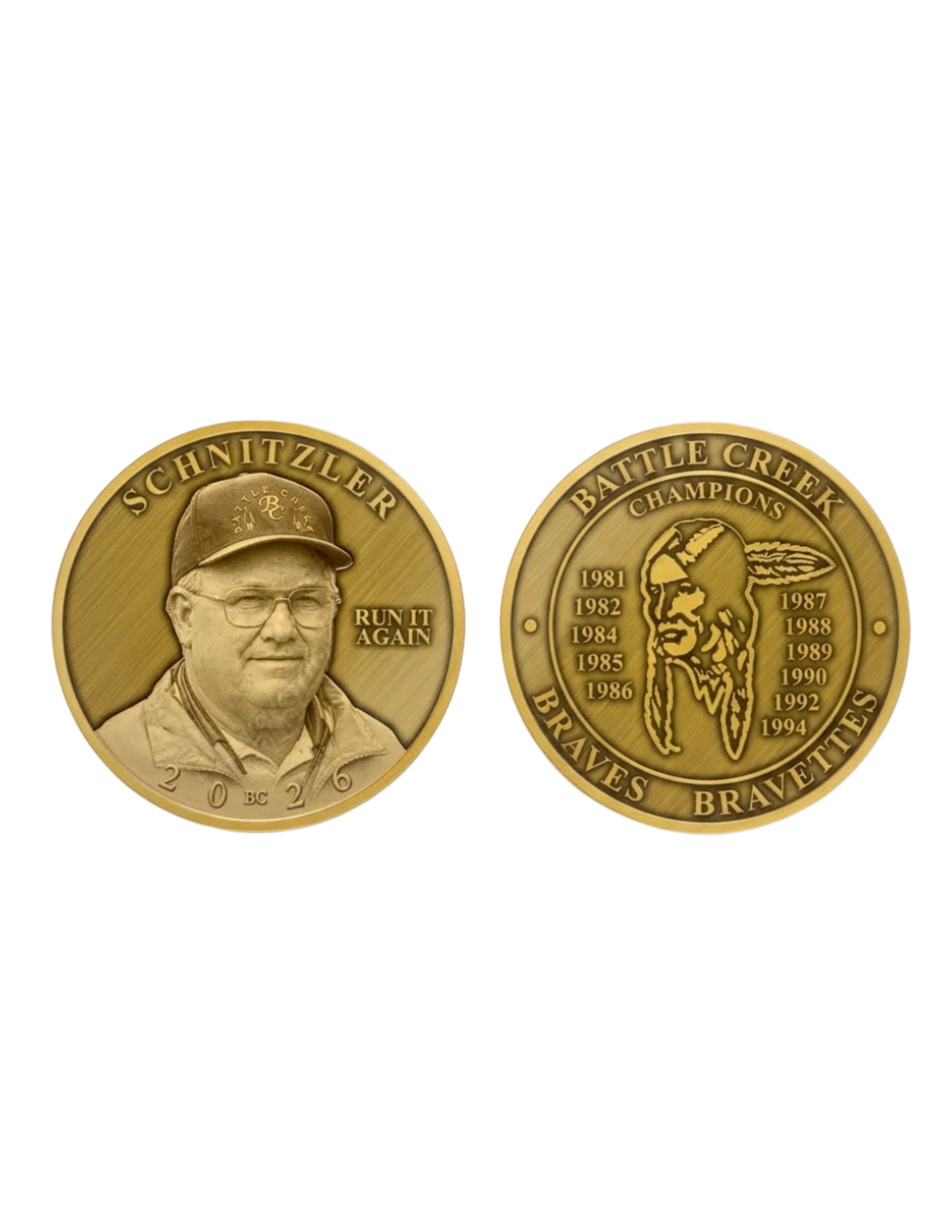 Coach Schnitzler commemorative coin — obverse and reverse