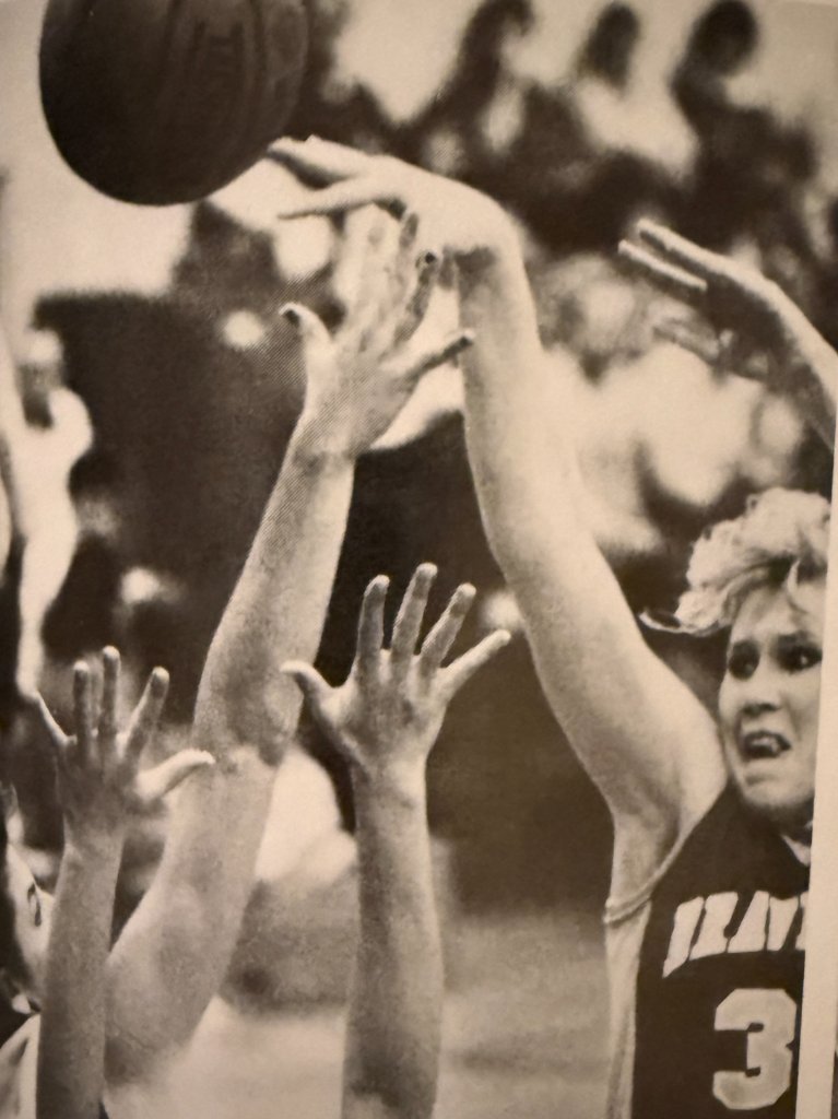 Basketball action — #3 reaches for the rebound