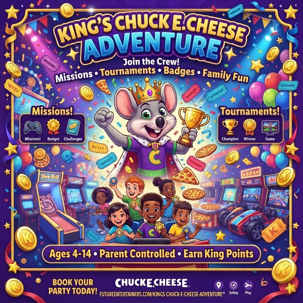 King's Chuck E. Cheese Adventure - Join the Crew Flyer