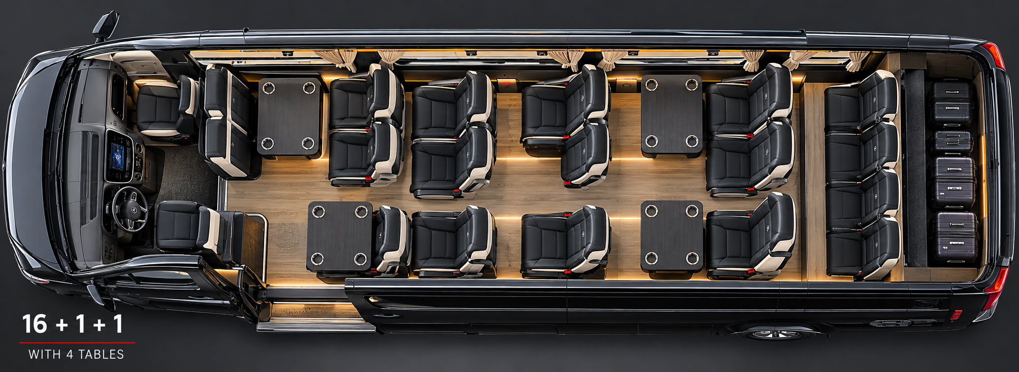 Layout 1: 16 + 1 + 1 With 4 tables
