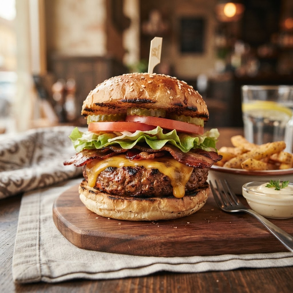 Vegan Bacon Cheeseburger