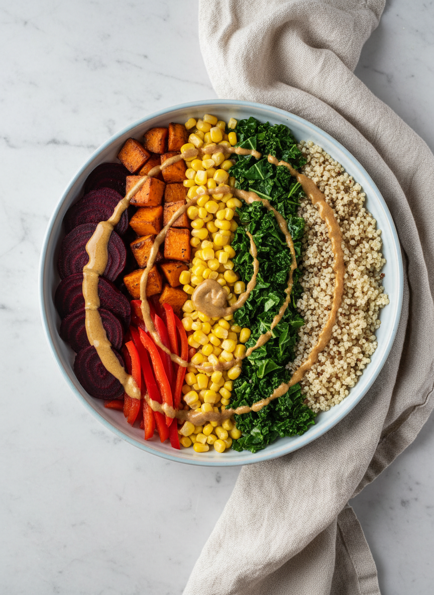 Rainbow Power Bowls with Tahini-Maple Drizzle
