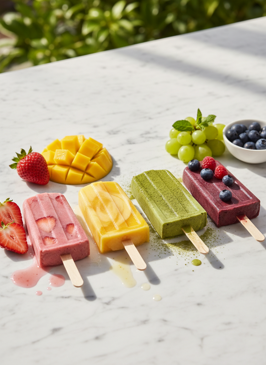 Vegan Frozen Fruit Popsicles (4 Flavors, No Added Sugar)