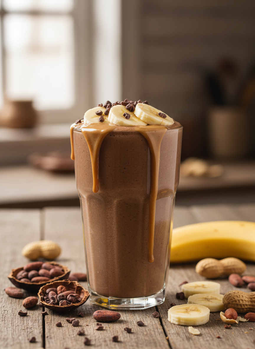 Vegan Chocolate Peanut Butter Protein Smoothie
