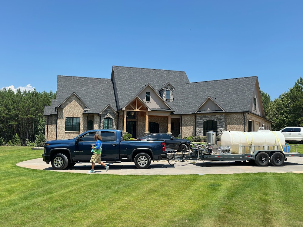 Pressure washing rig set up at a luxury home in Shelby, NC