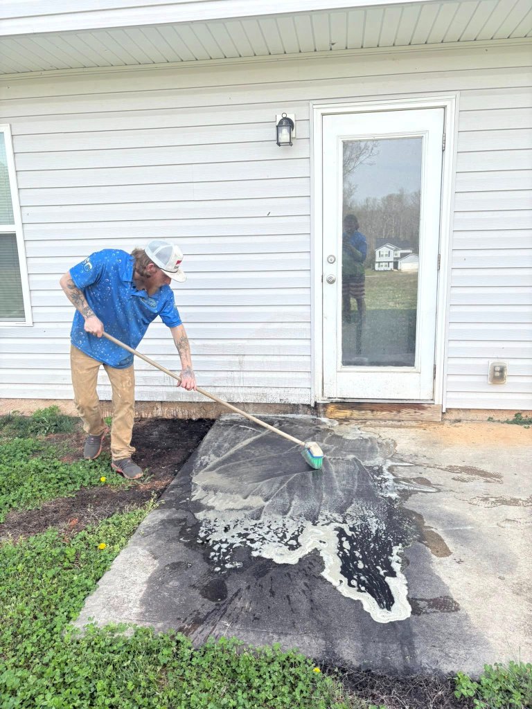 Surface cleaner restoring a driveway in Shelby, NC