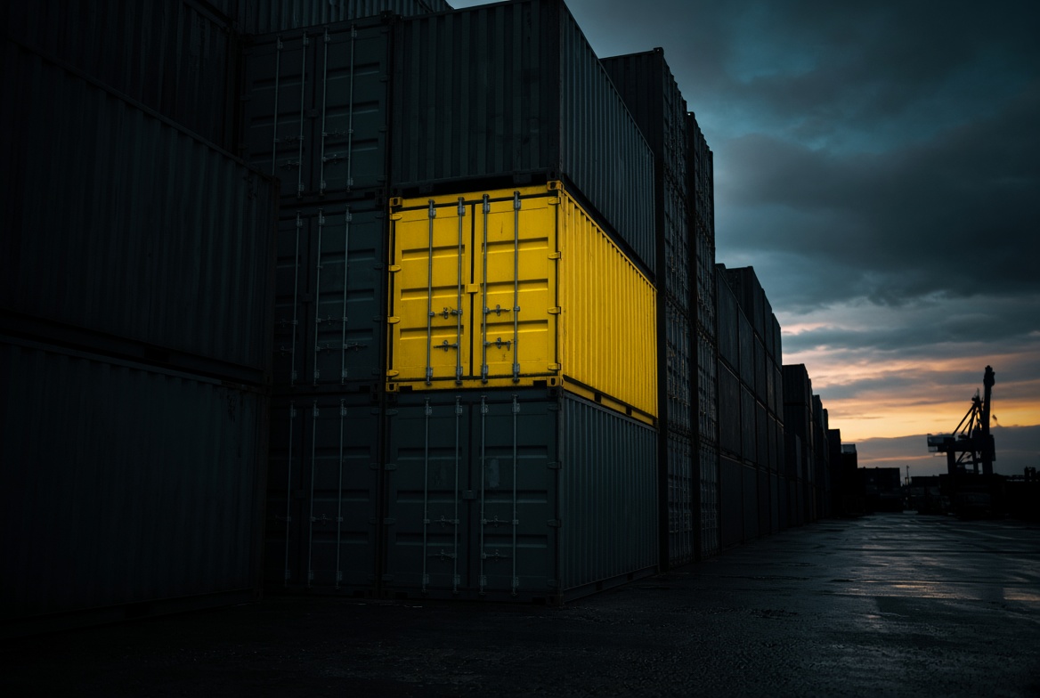 Shipping containers at a port