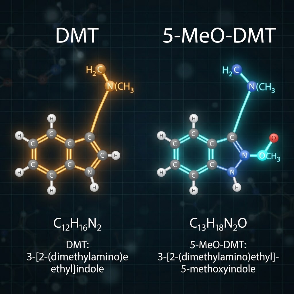 5-MeO-DMT frente a DMT: diferencias moleculares y experienciales