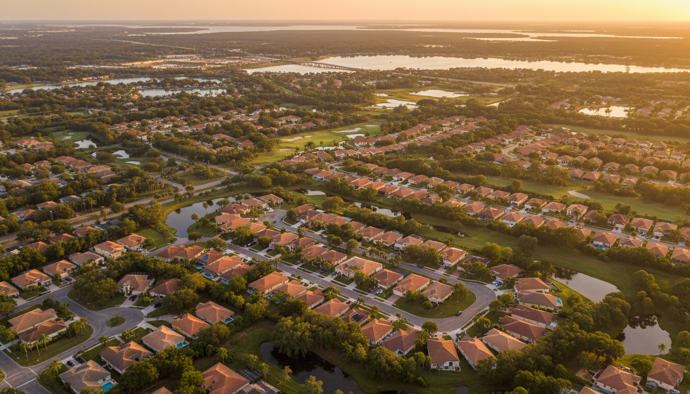 Aerial view of DeBary, Florida neighborhoods in Volusia County