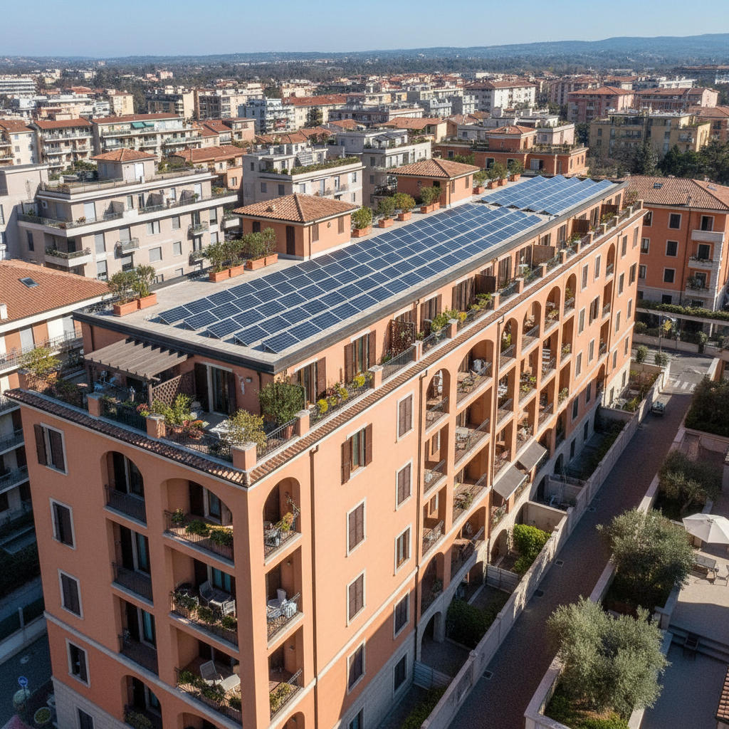 Condominio con pannelli solari
