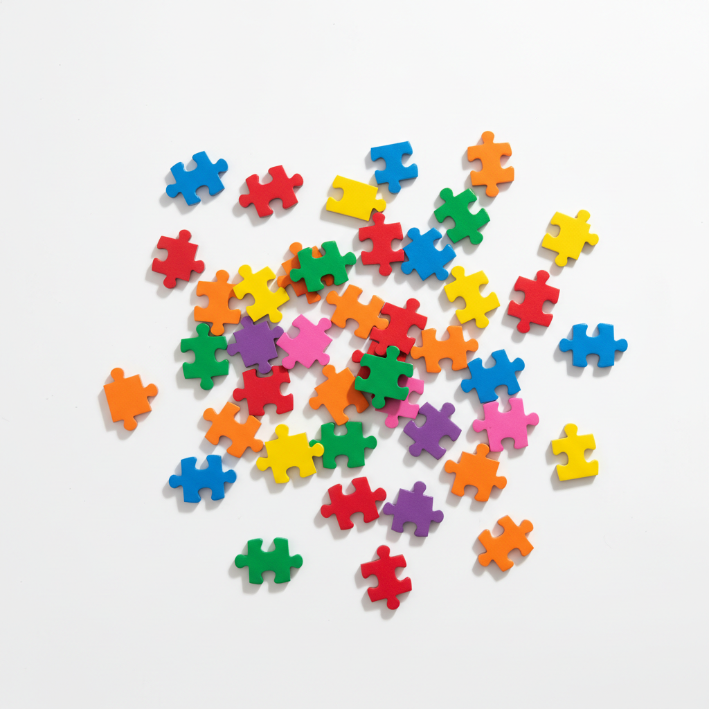 Colorful puzzle pieces representing complexity and fragmentation