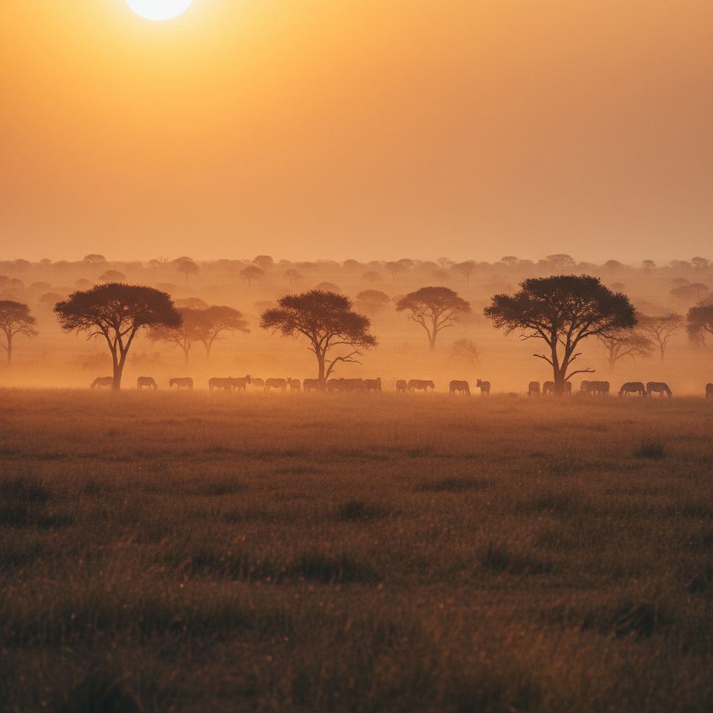 African savanna at golden hour