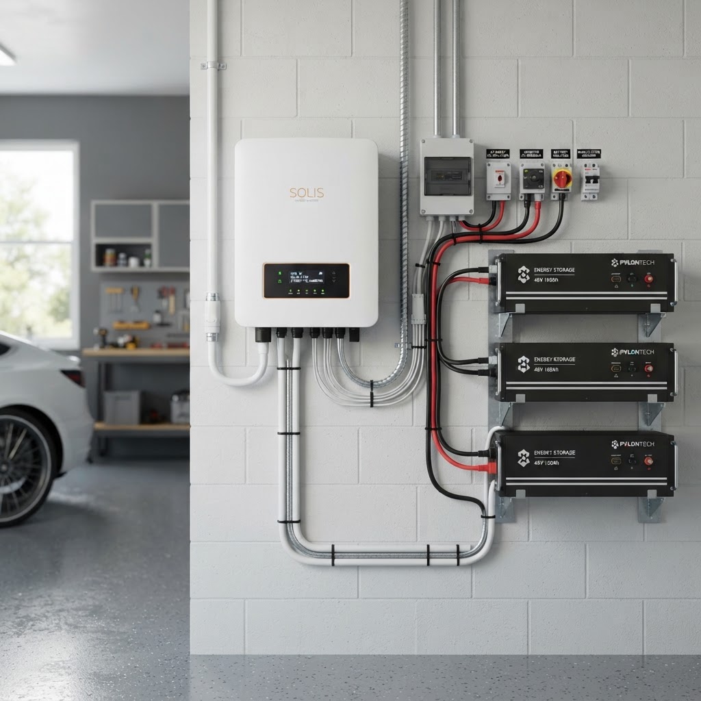 Wall-mounted inverter & lithium battery bank