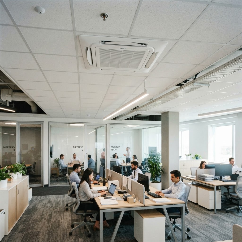 Ceiling cassette system for open-plan office