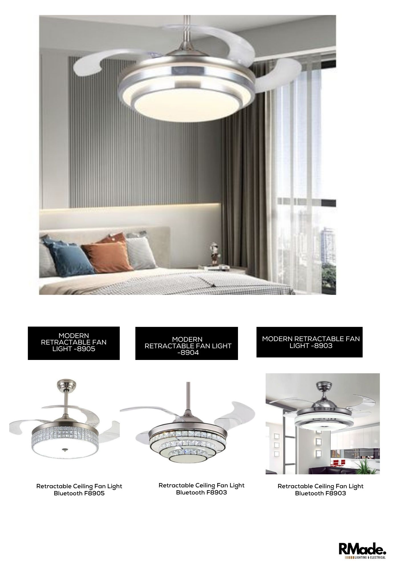 Retractable ceiling fan light
