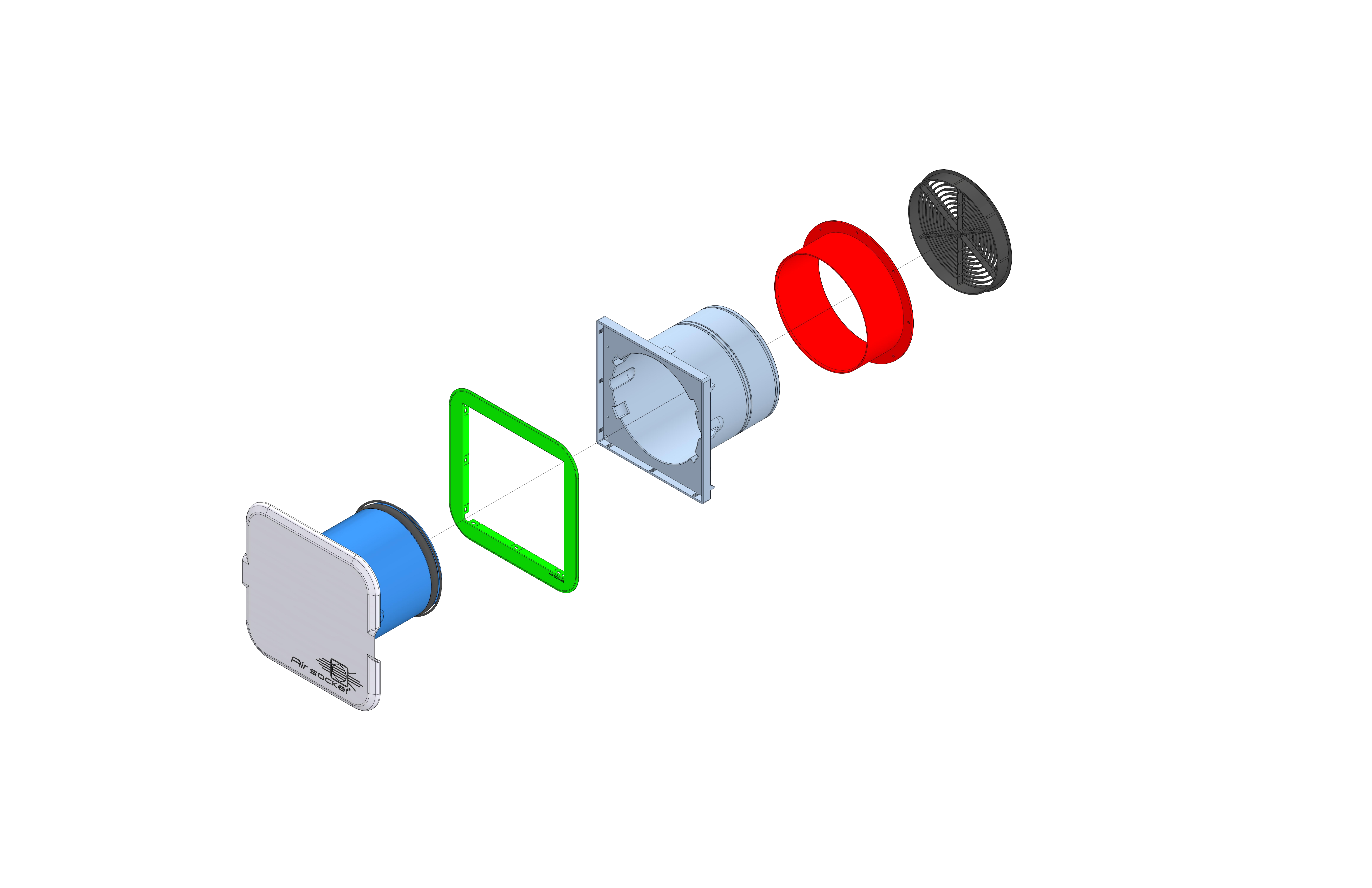 Exploded view of the five-part Air Socket assembly