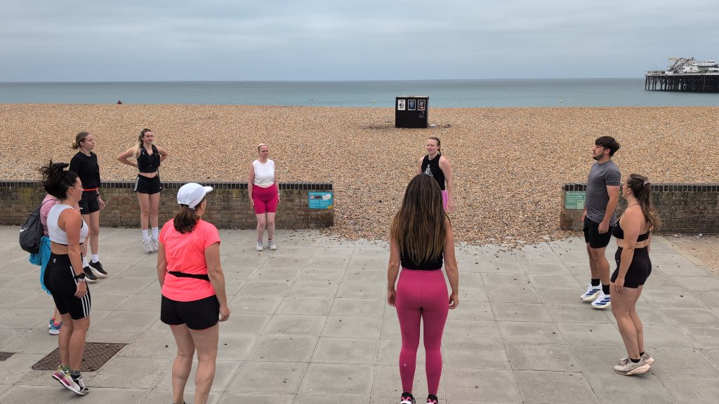 Group session by the beach