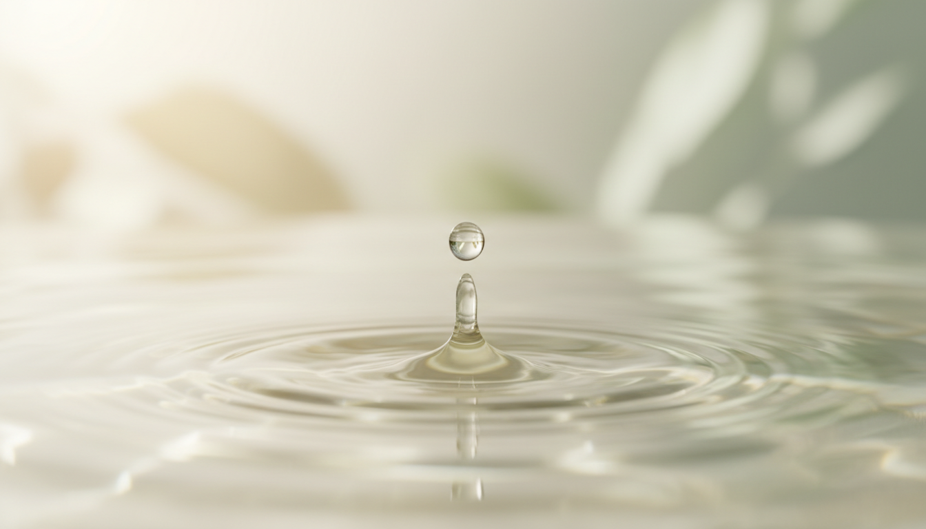 Goutte d'eau créant des ondulations sur une surface calme