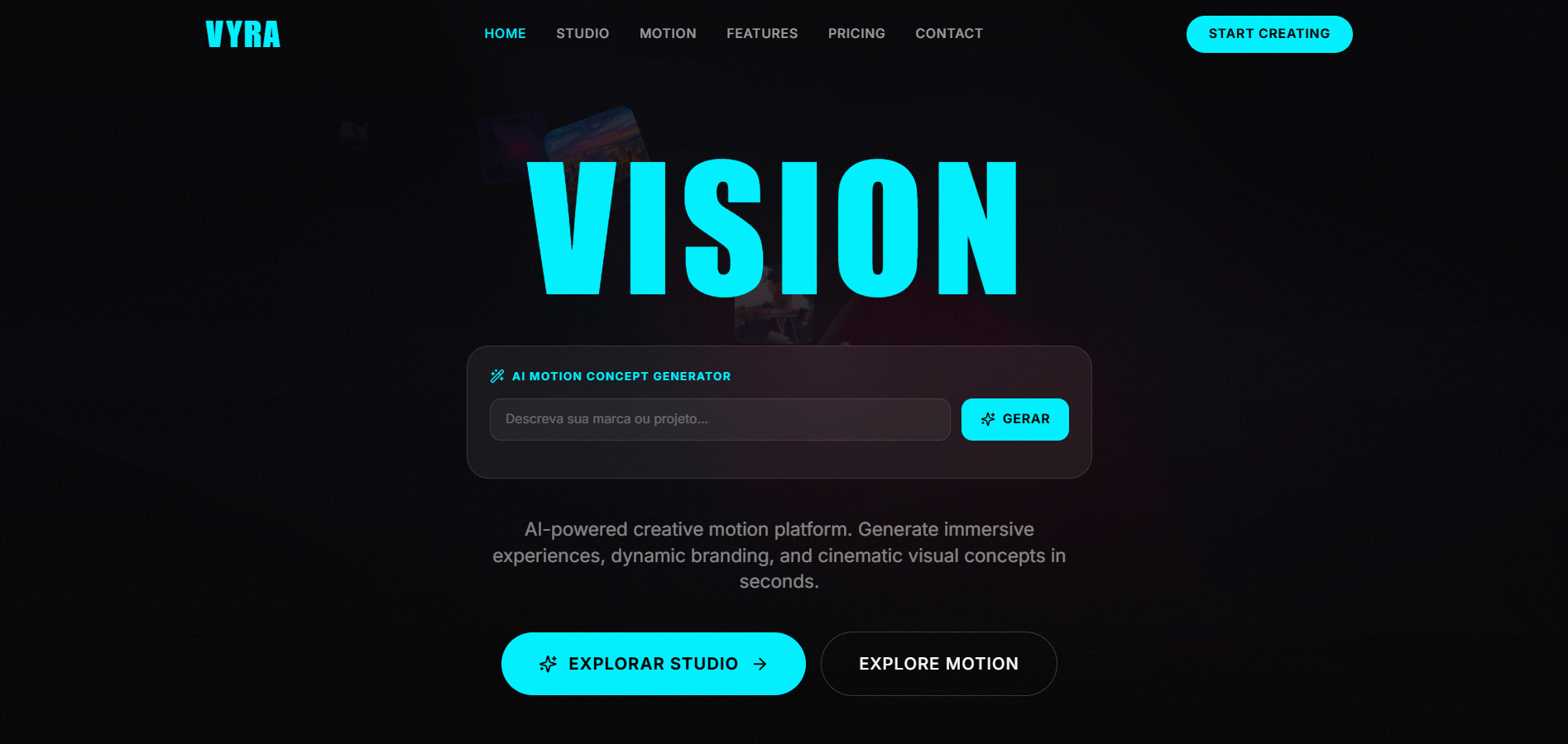 VYRA — Immersive Motion Creative Studio template preview
