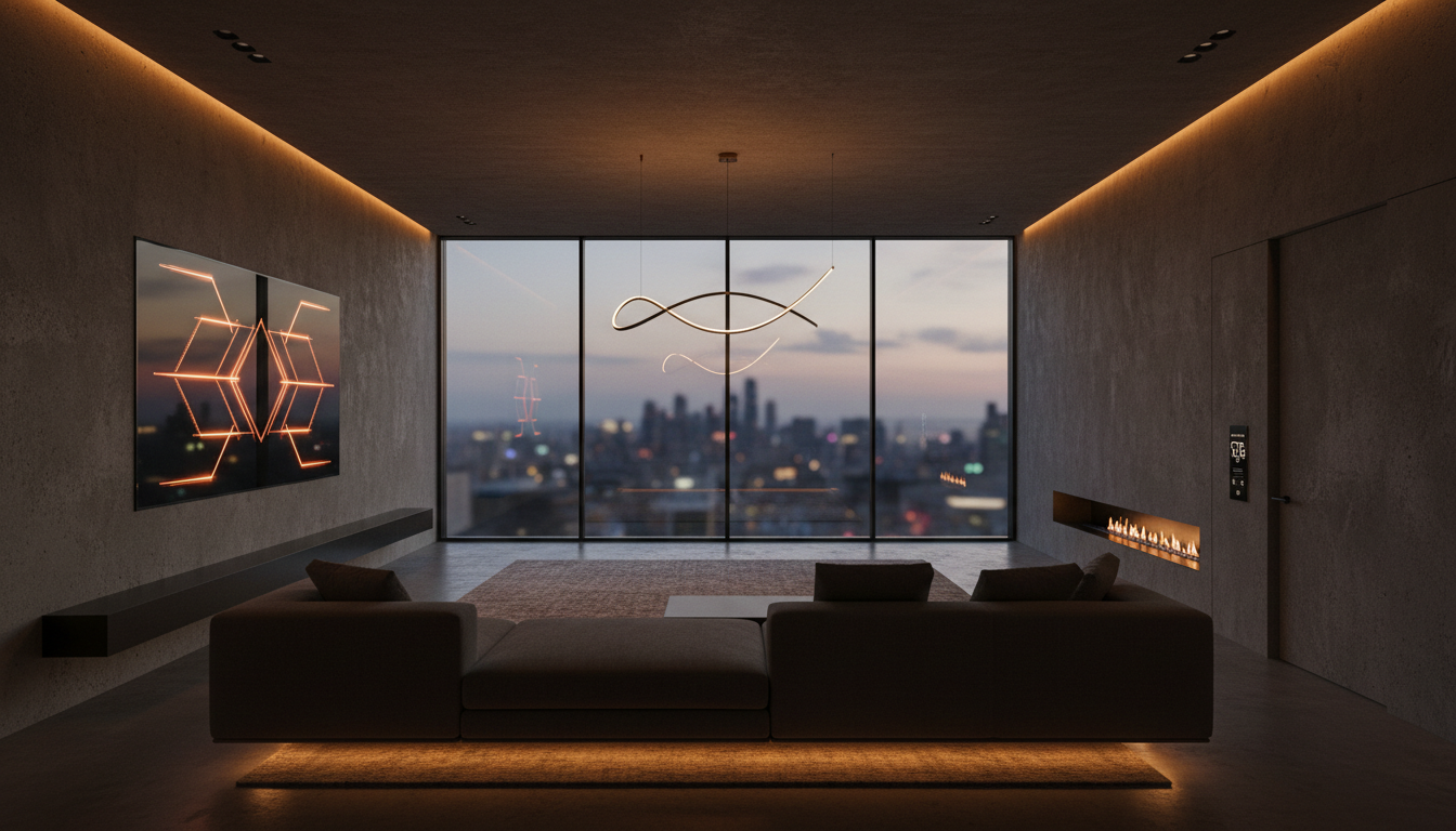 Smart home interior with ambient lighting