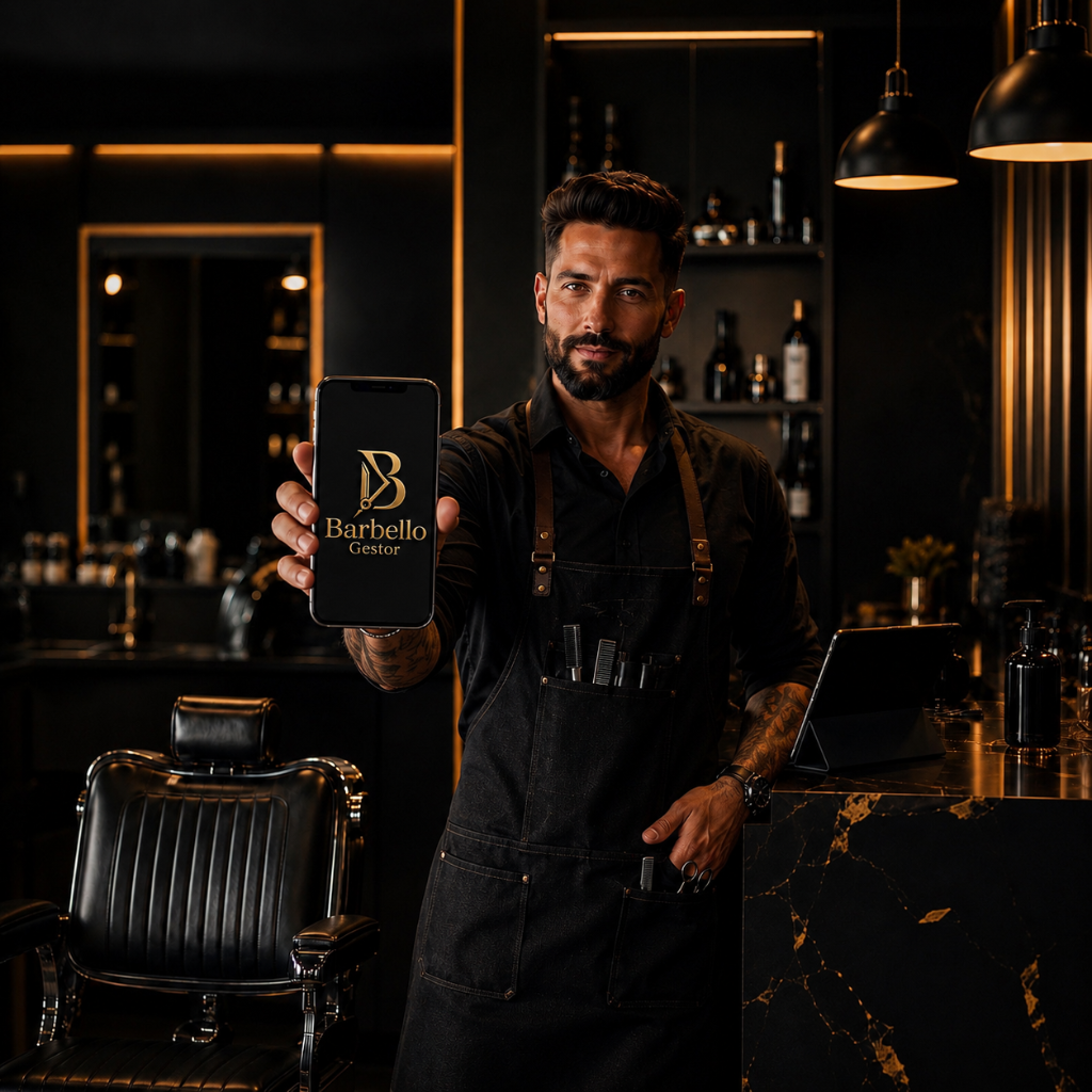 Barbeiro profissional em barbearia premium