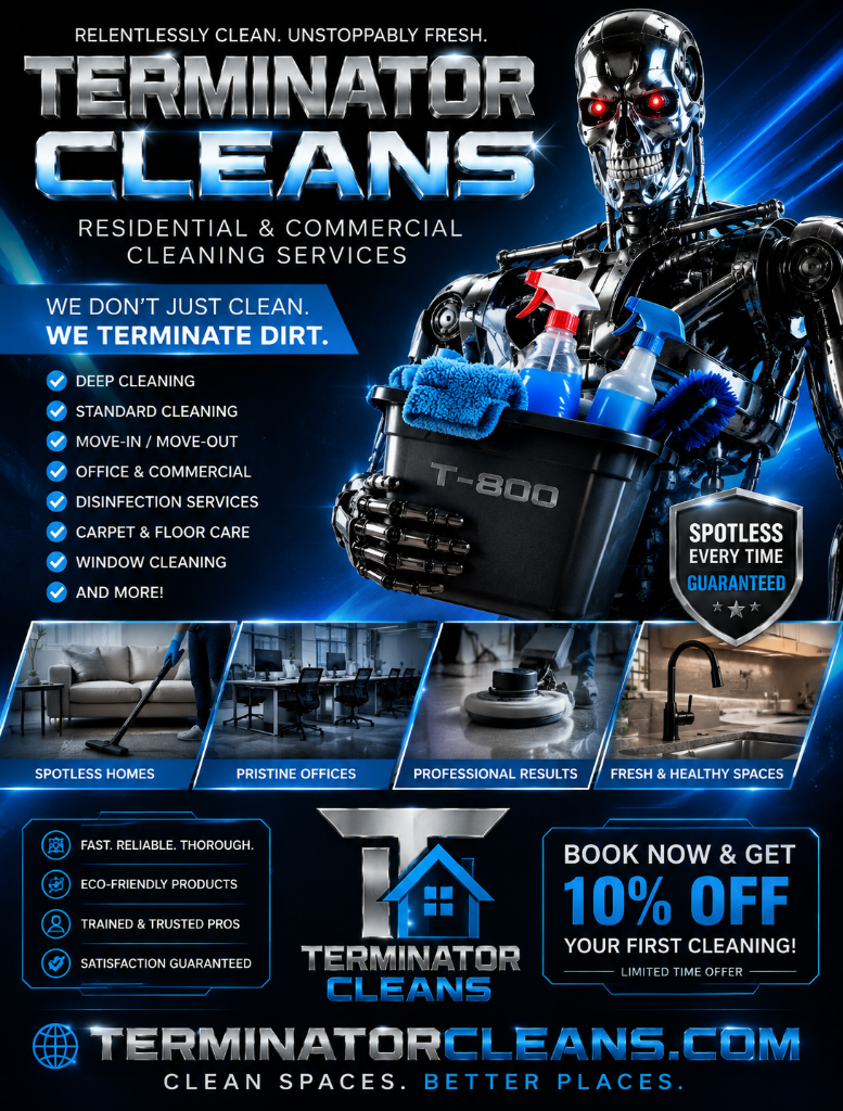 Terminator Cleans - Relentlessly Clean. Unstoppably Fresh.