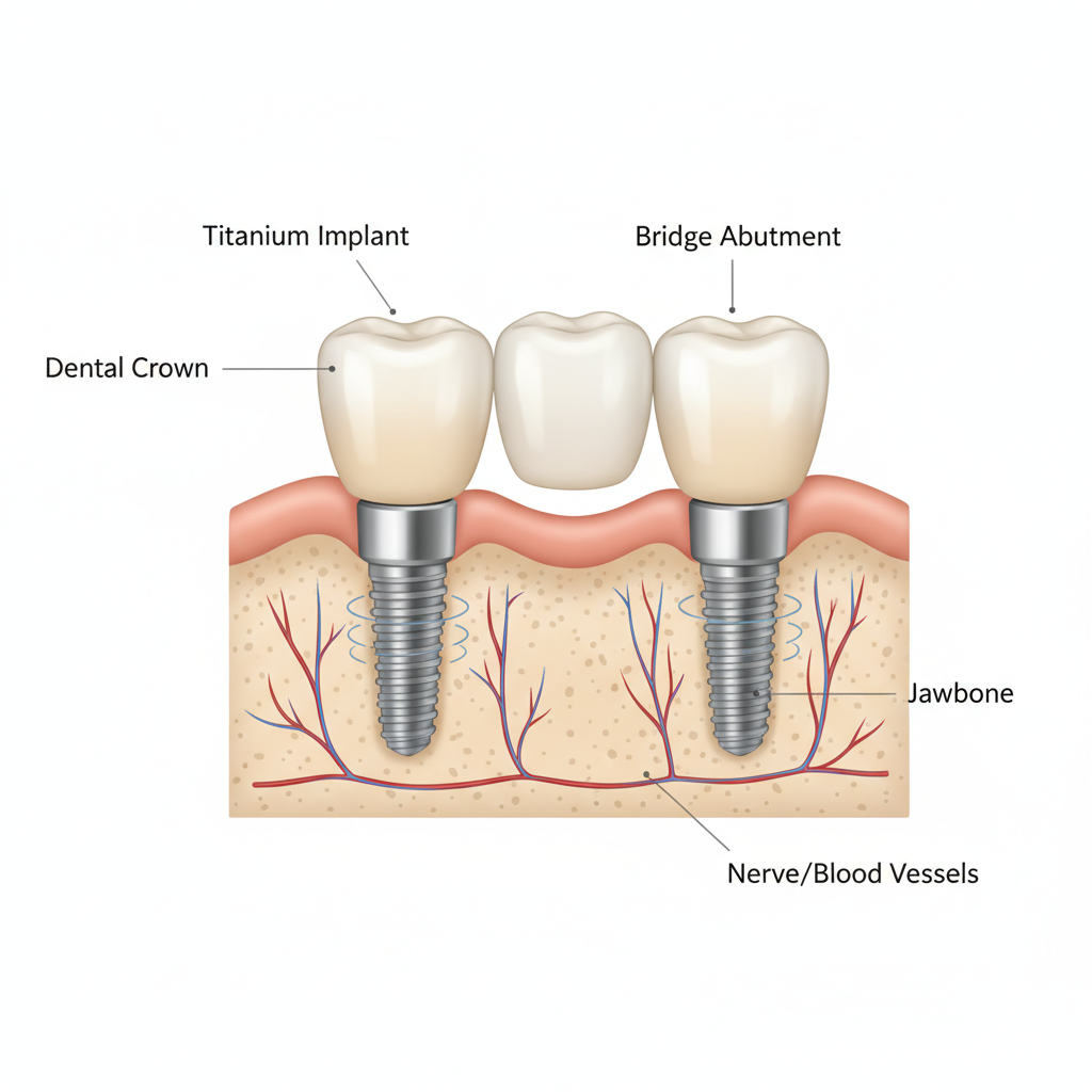 Implantat Titan / Keramik – Brücke