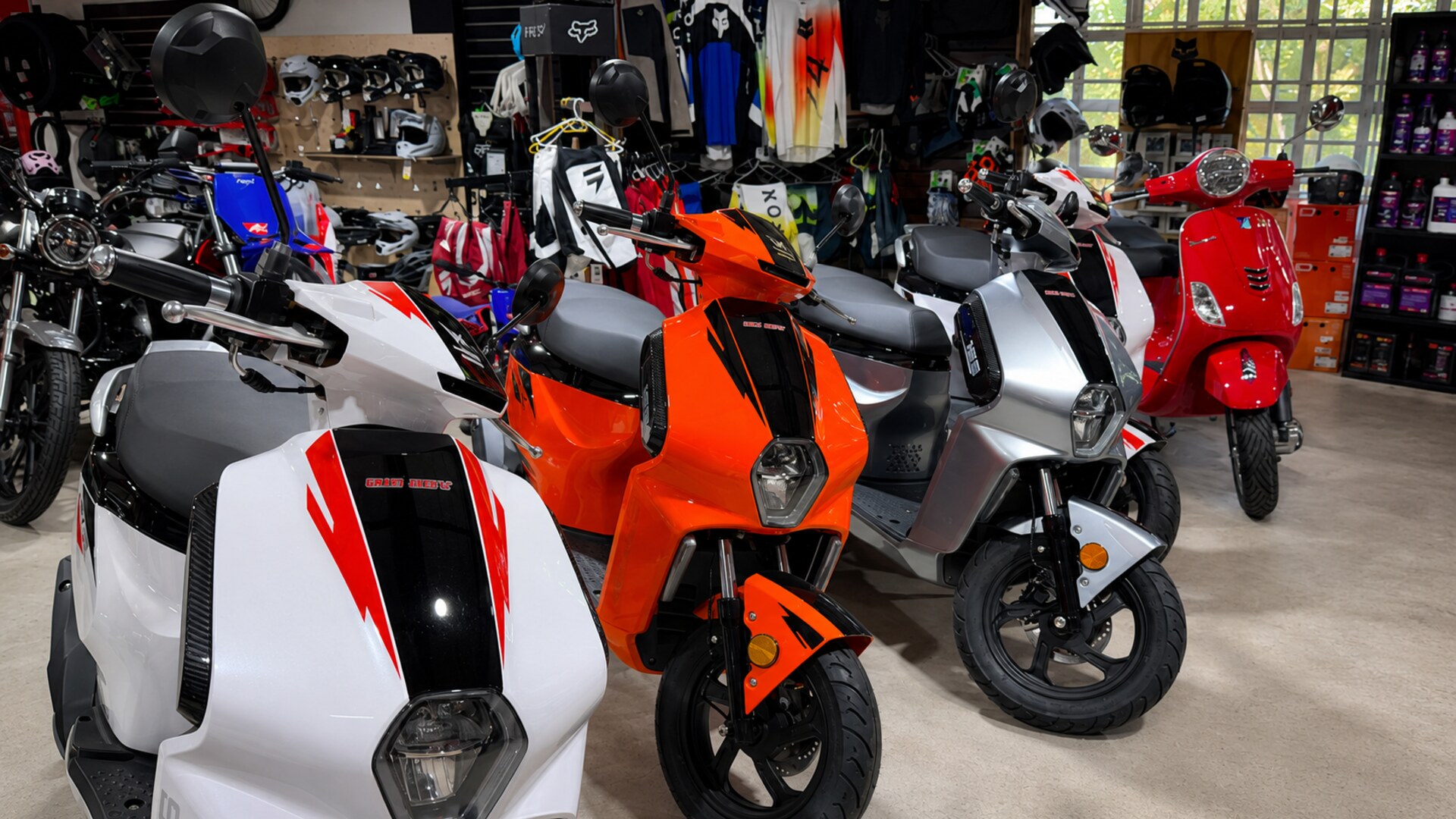 Scooter showroom, ready to ride