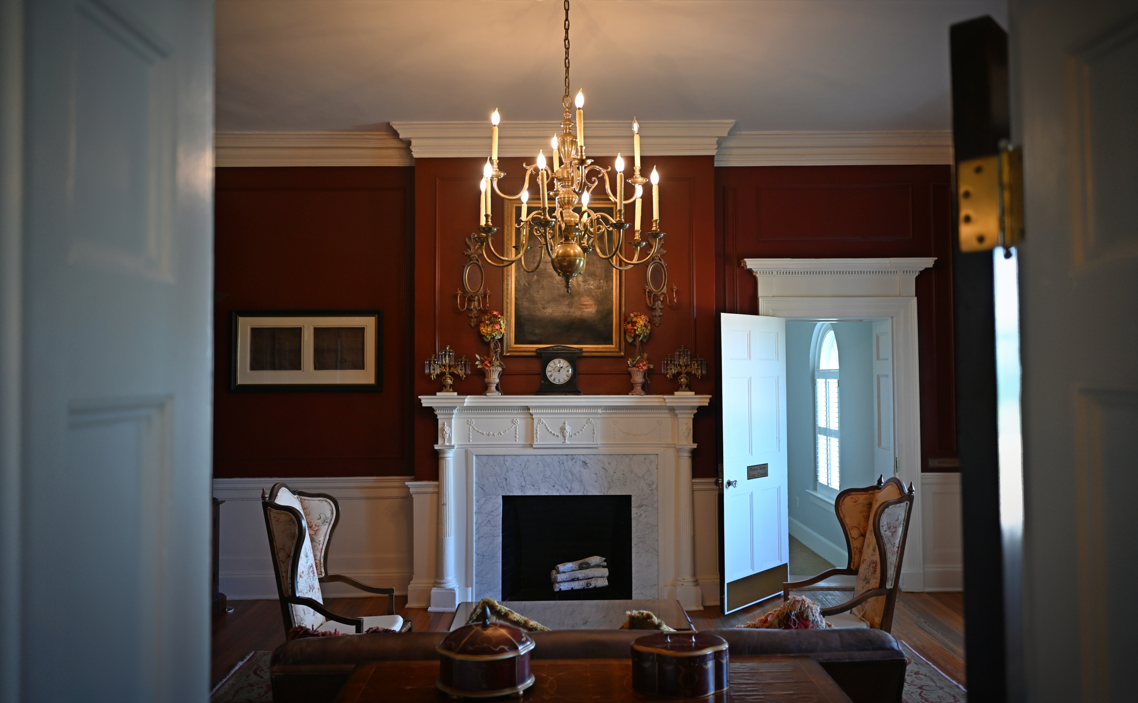 The Colonel's study at Belmont — the portrait of Ludwell Lee still presides over the mantel.