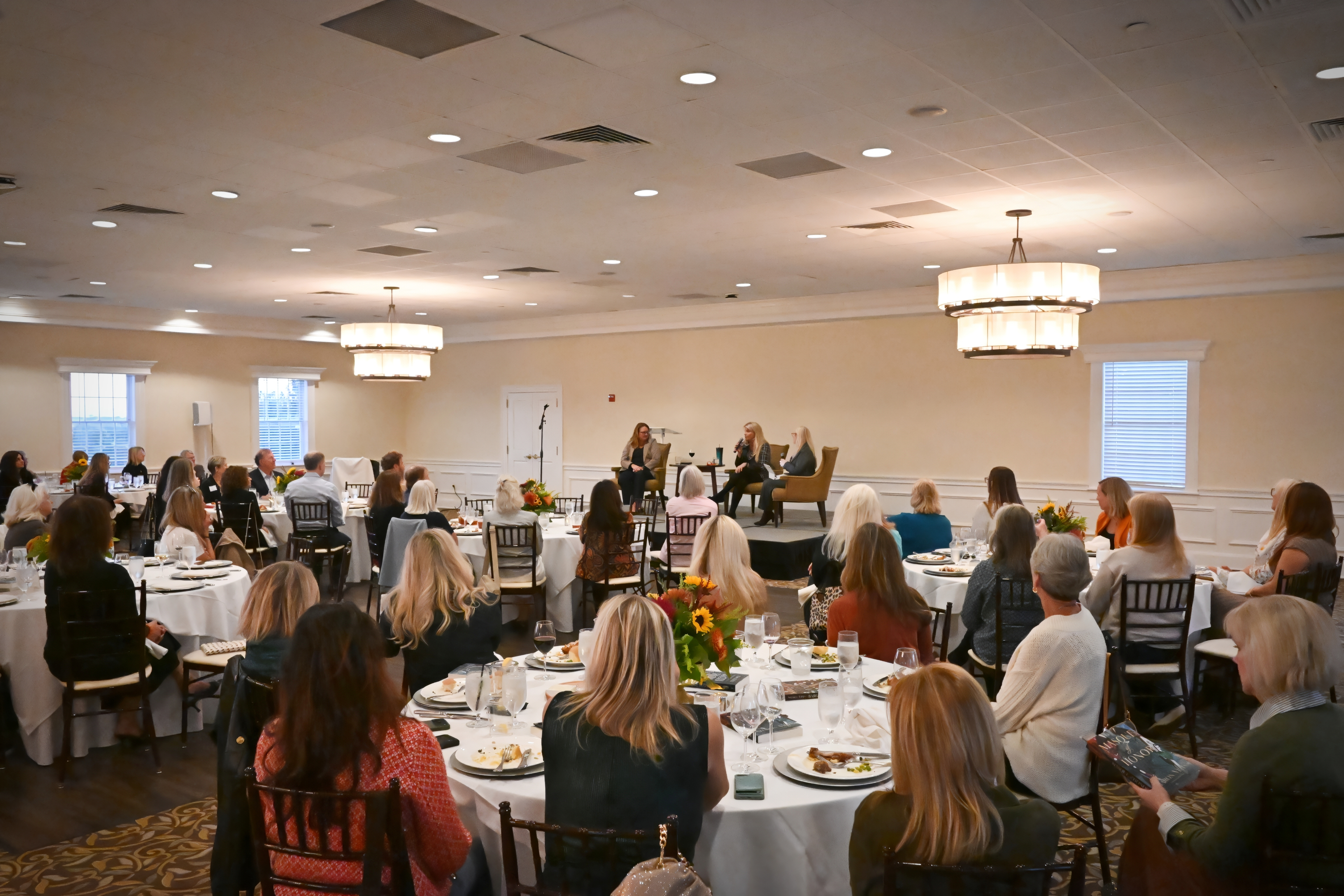 Sharon Virts speaking at a community event