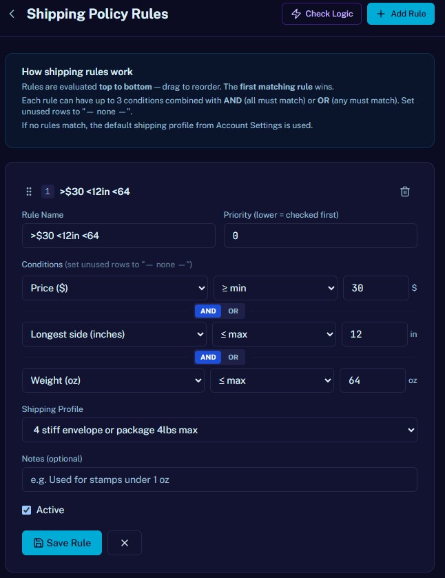 Shipping Rules — Build a rule in seconds