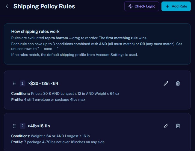 Shipping Rules — Rules pick the right shipping profile